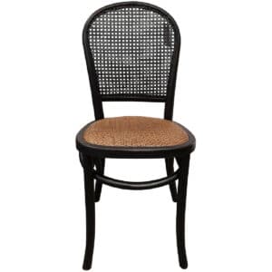 Oak & Rattan Dining Chair - Black