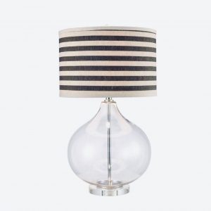 Glass Lamp With Striped Linen Shade