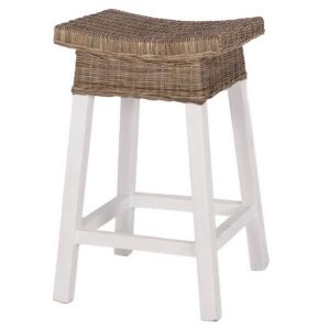 Wood & Rattan bar stool