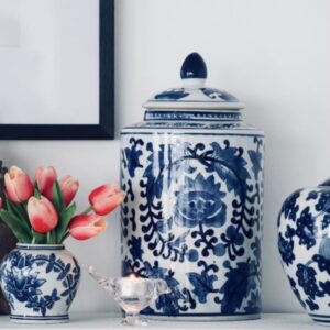 Blue & white lidded jar