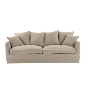 Natural & white linen slip cover sofa