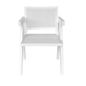 White Wood & Rattan Chair