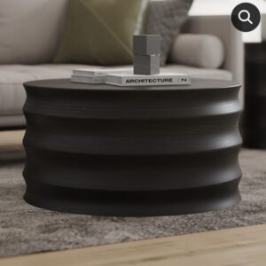 Black round wooden coffee table