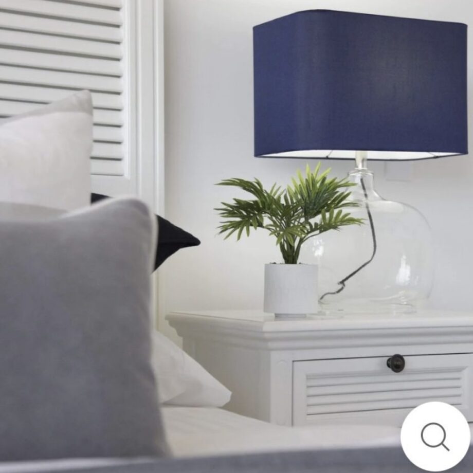 Fillable Glass Lamp W/White Shade - Coastal At Home